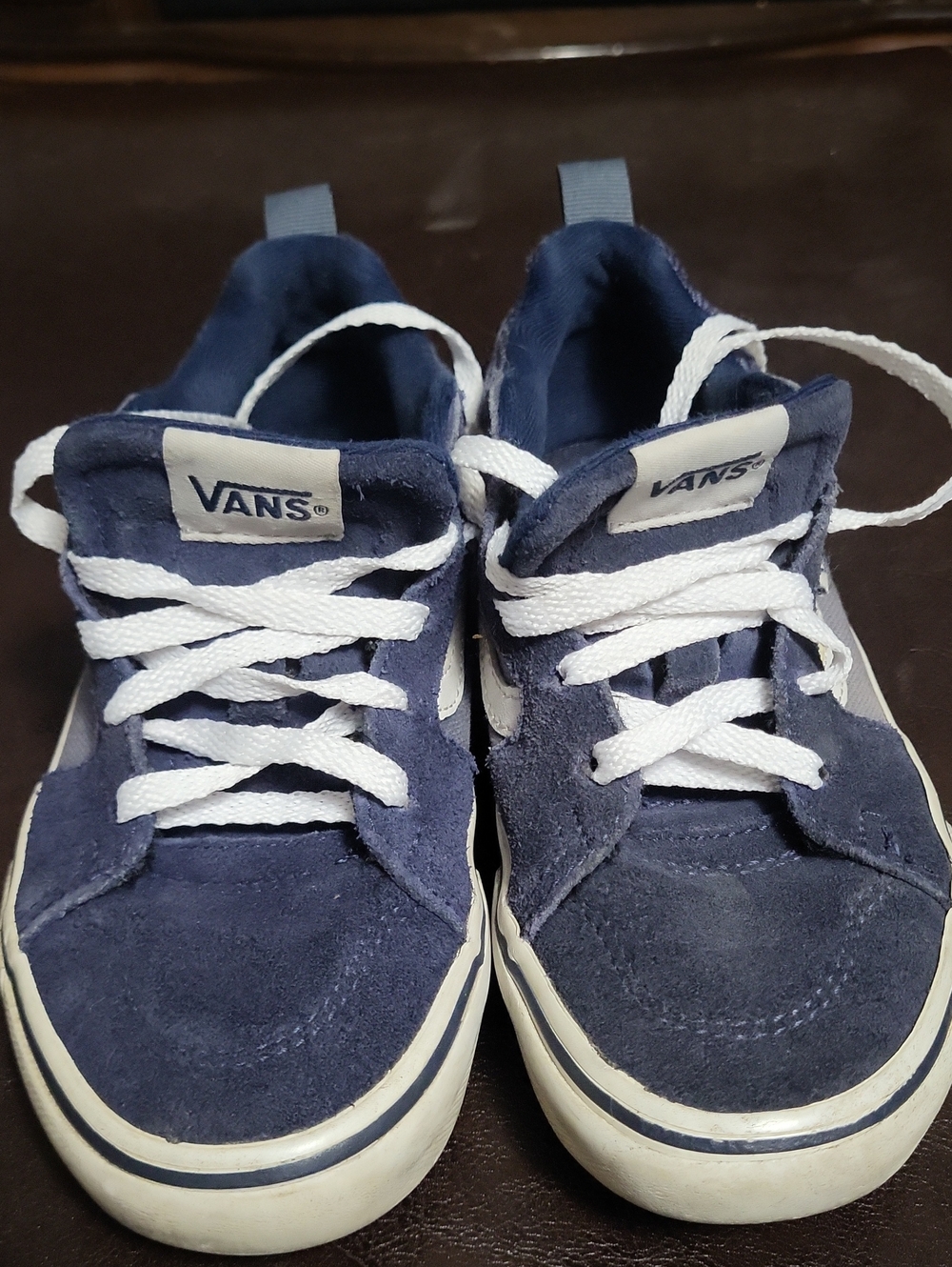 Vans Navy Suede Low-Top Sneakers with White Laces